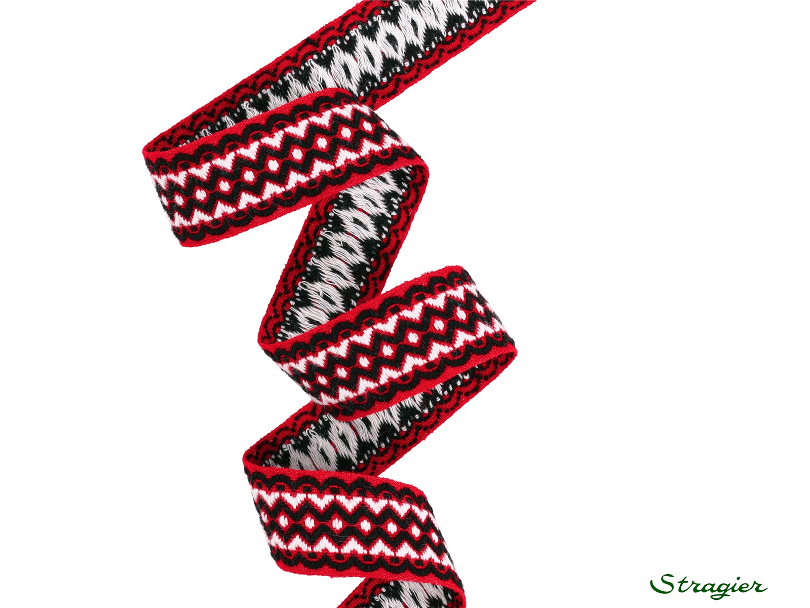 Woven Ribbon - Pure Cotton - Lima - Rouge-Blanc - 25 mm