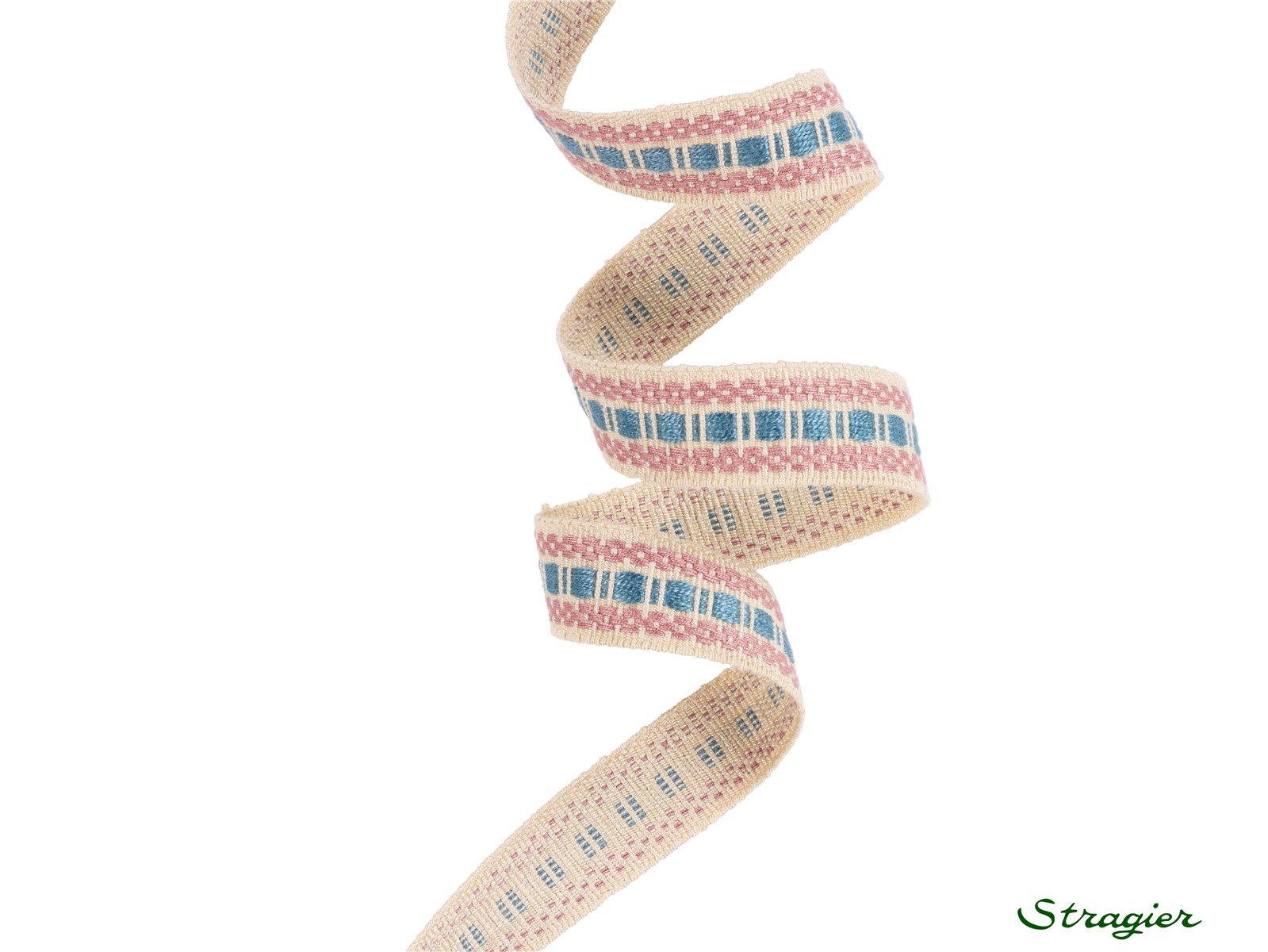Woven Ribbon - Stockton - Bleu Ciel-Vieux Rose - 20 mm