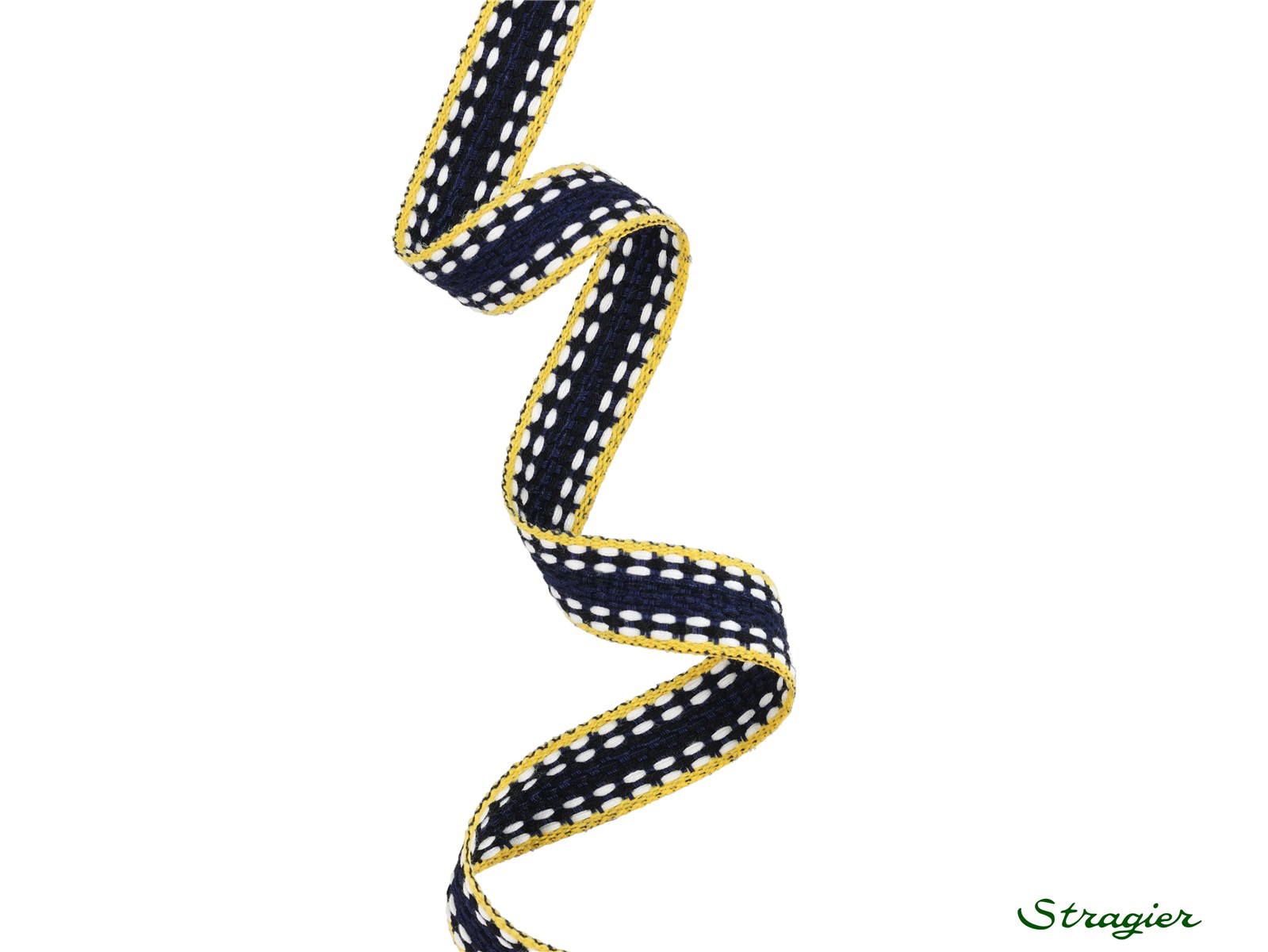 Galon tissé - Ryder - Marine-Jaune - 15 mm