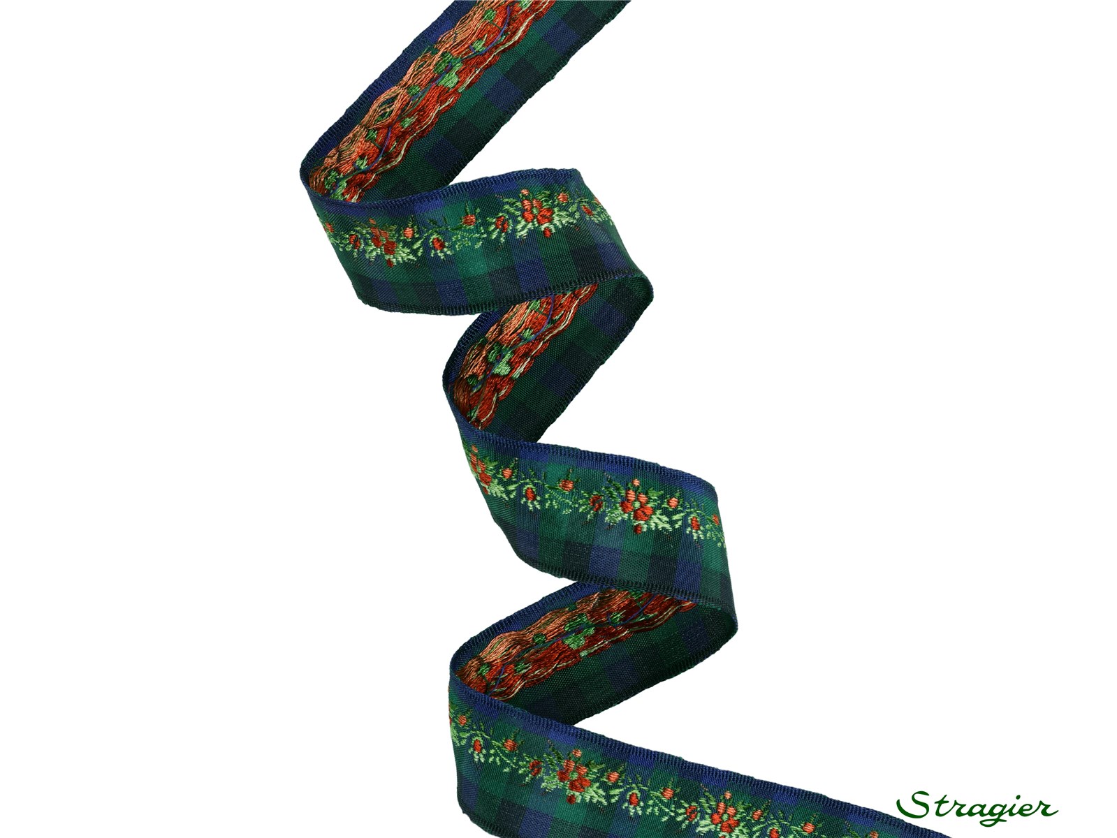 Galon tissé - Champêtre - Marine-Vert - 22 mm