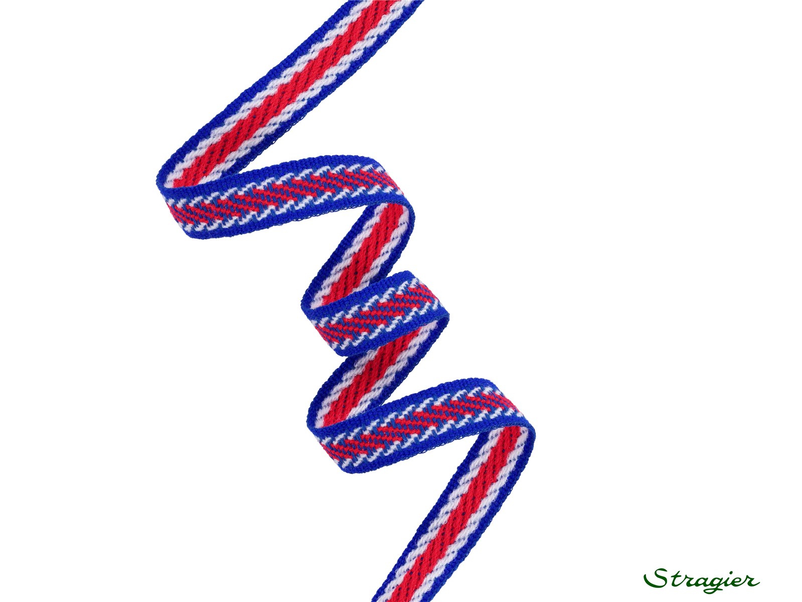 Woven Ribbon - Luis - Bleu Roi-Rouge - 15 mm