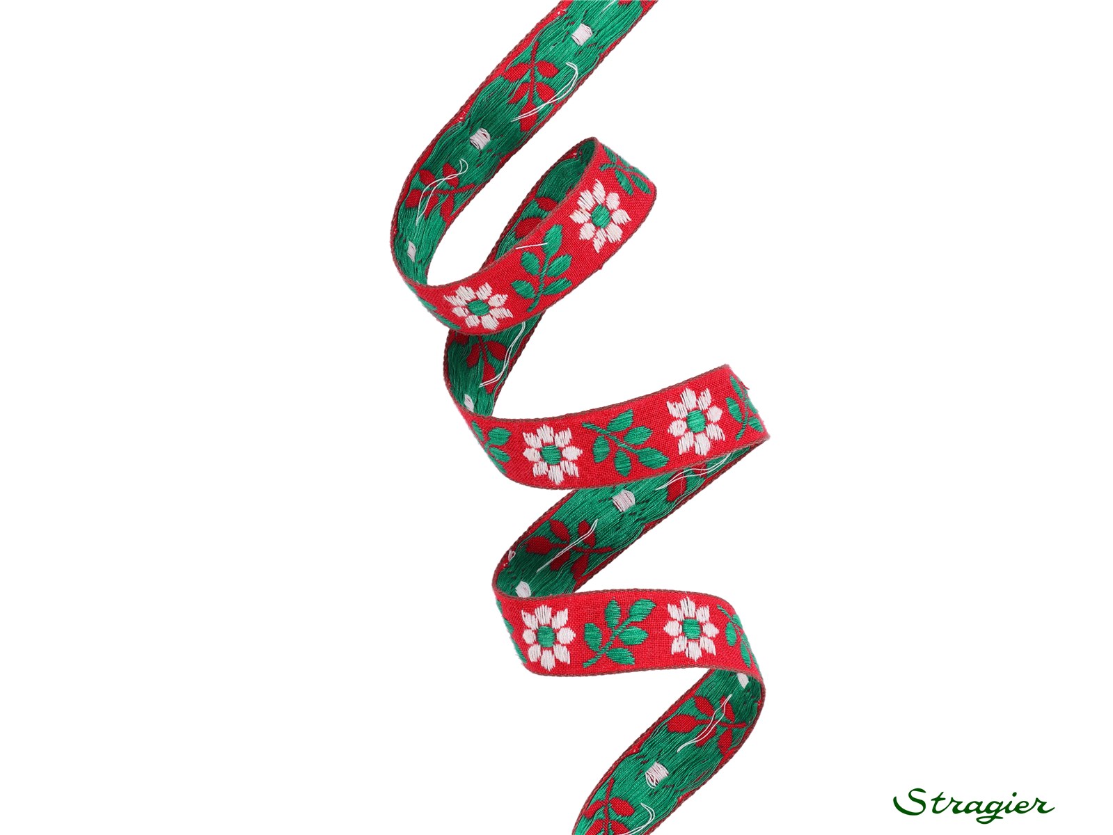 Woven Ribbon - Pure Cotton - Aurora - Rouge-Vert - 15 mm