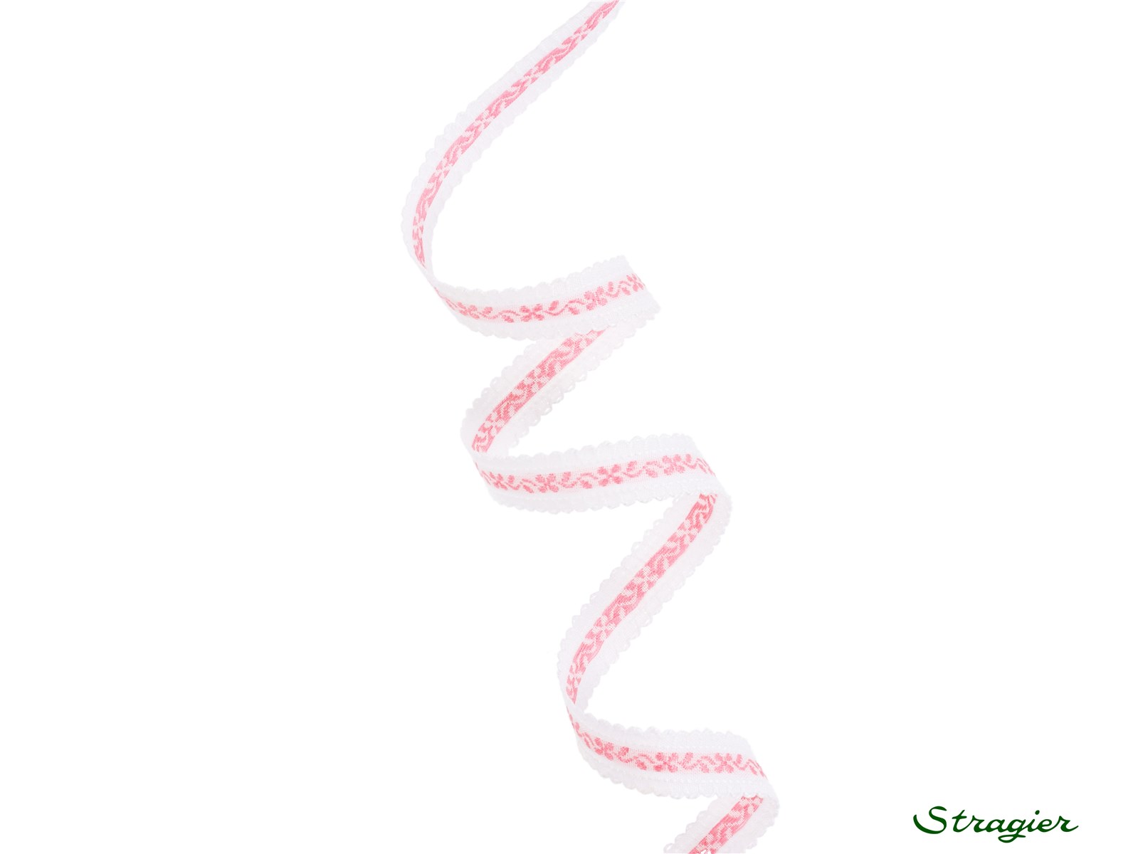 Woven Ribbon - Pure Cotton - Louisa - Blanc-Rose - 12 mm