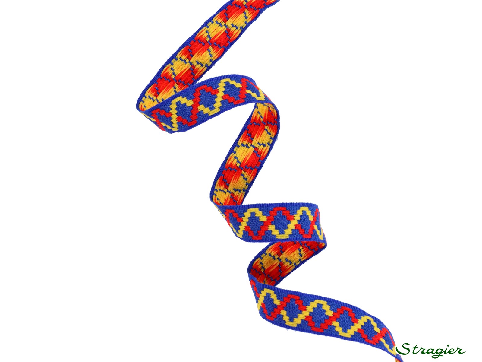 Woven Ribbon - Adna - Rouge-Jaune - 15 mm