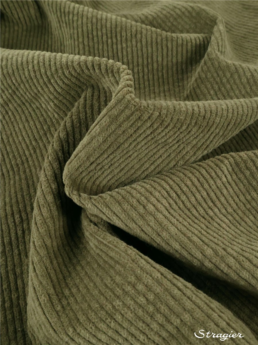 Velours côtelé Stretch - côte 4mm - Uni - Khaki 