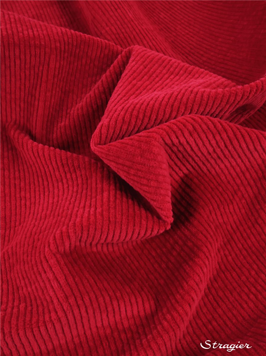 Velours côtelé Stretch - côte 4mm - Uni - Rouge cochenille 