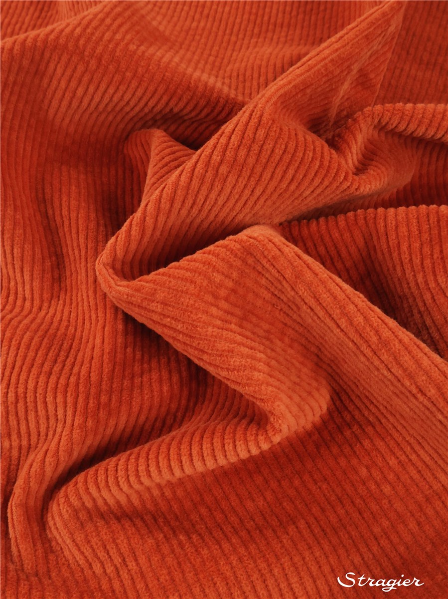 Velours côtelé Stretch - côte 4mm - Uni - Cayenne 