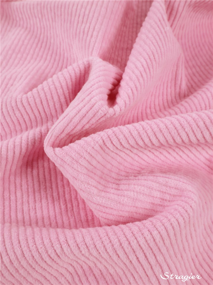 Velours côtelé Stretch - côte 4mm - Uni - Rose clair 