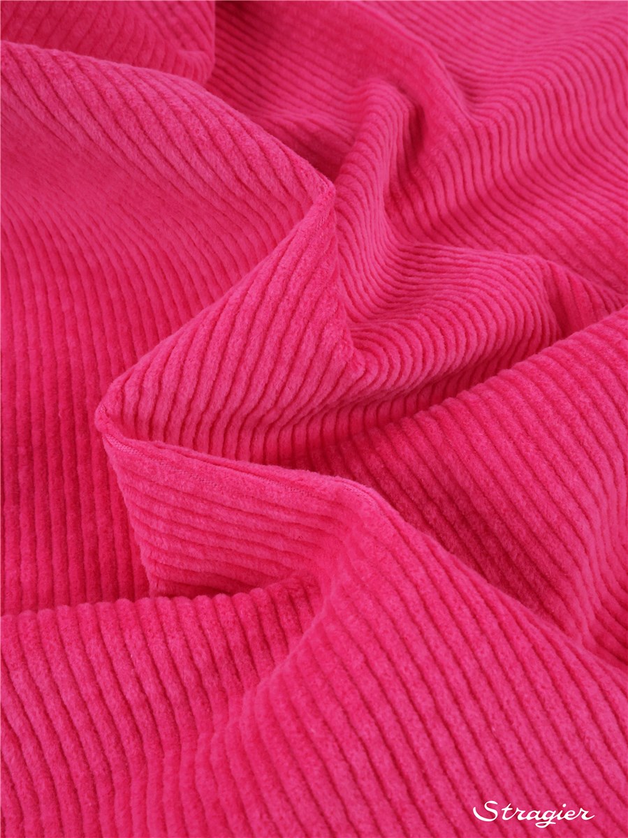 Velours côtelé Stretch - côte 4mm - Uni - Rose fluo