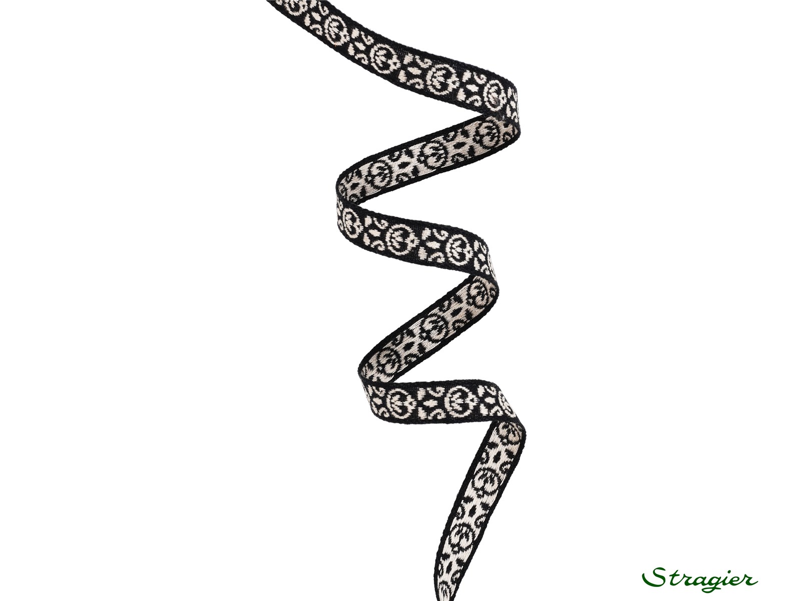 Galon tissé - Aria - Noir-Naturel - 10 mm