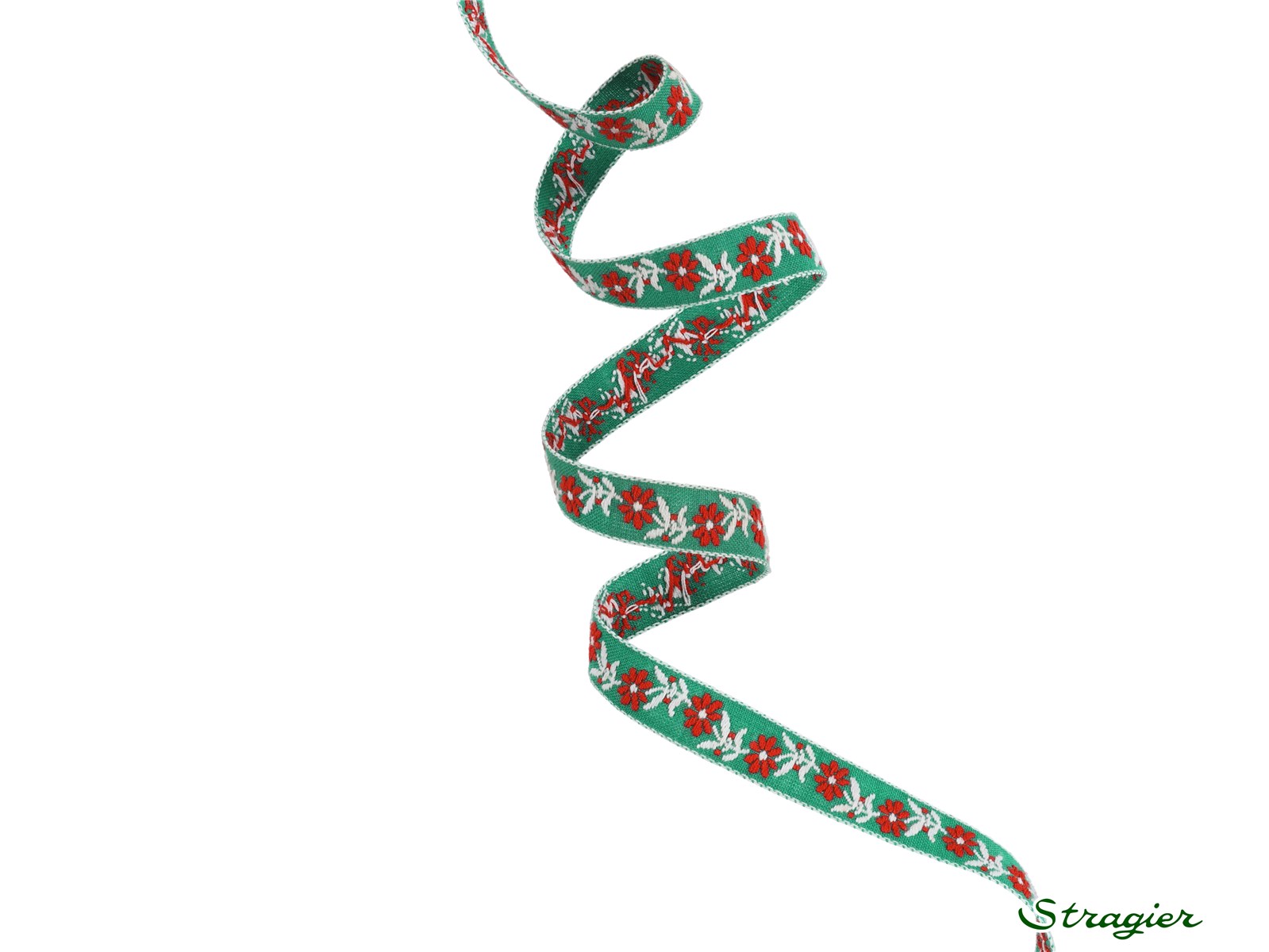 Woven Ribbon - Pure Cotton - Annabelle - Rouge-Vert Menthe - 10 mm