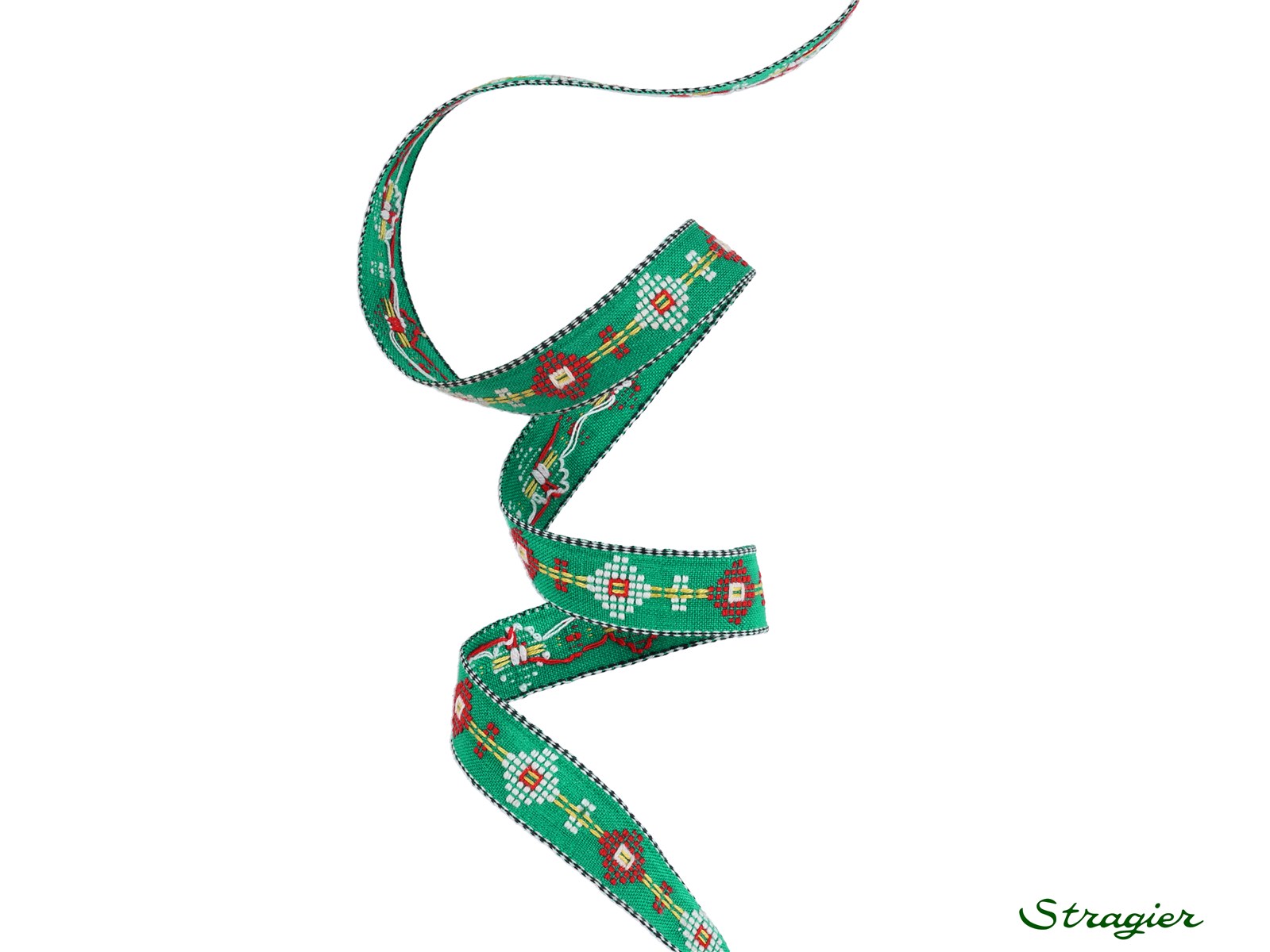 Galon Tissé pur Coton - Trini - Vert-Rouge - 15 mm