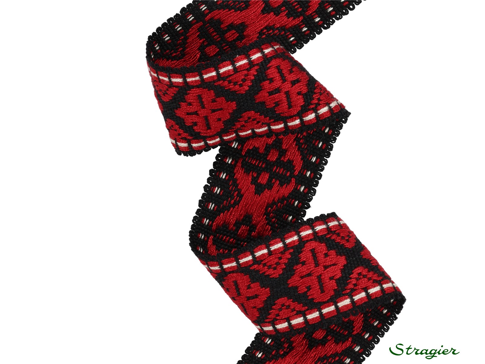 Galon Tissé pur Coton - Judith - Bordeaux-Noir - 45 mm