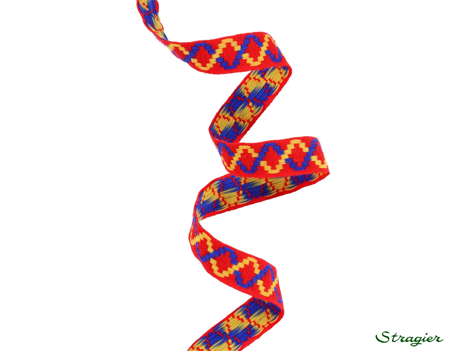 Woven Ribbon - Adna - Rouge-Bleu-Jaune - 15 mm