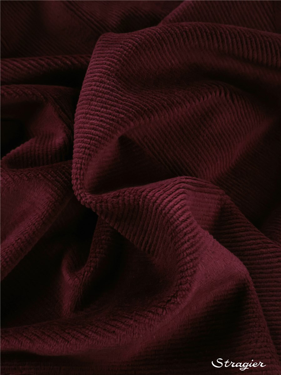 Maille Velours milleraies stretch - Côtes 2mm - Lie de Vin 