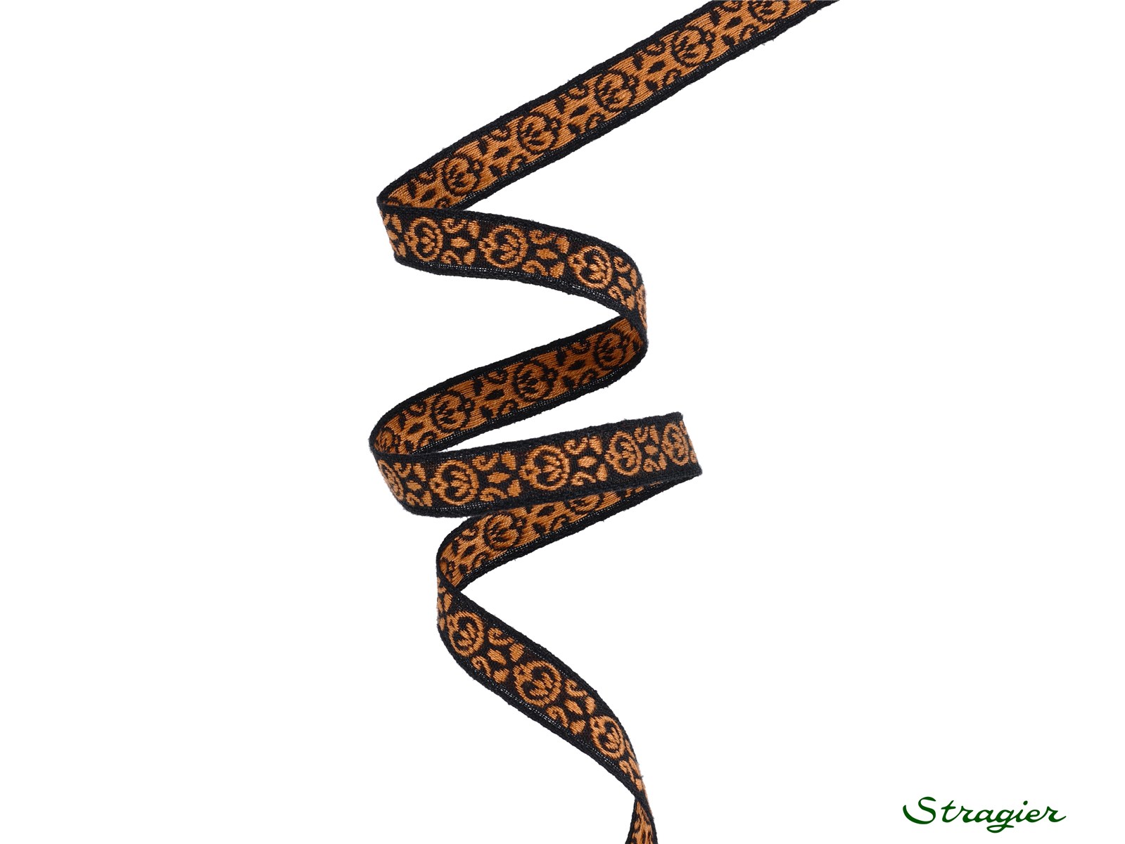 Galon tissé - Aria - Noir-Rouille - 10 mm