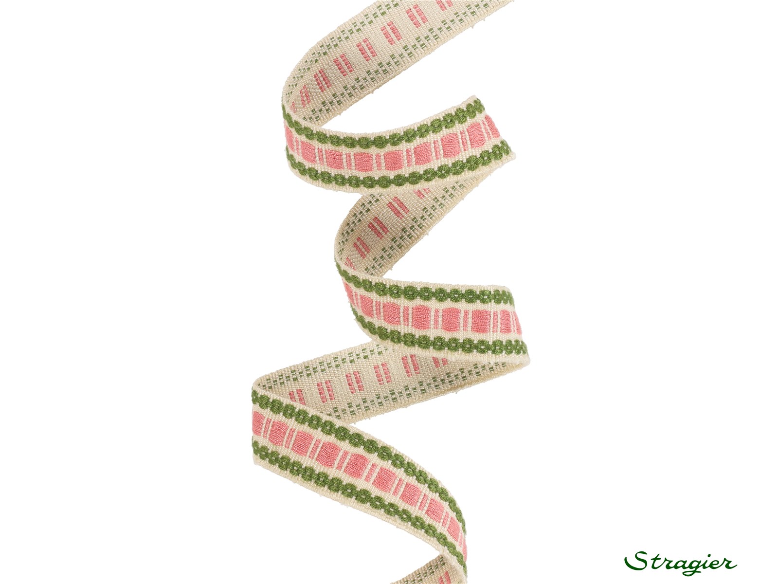 Woven Ribbon - Stockton - Vieux Rose-Olive - 20 mm