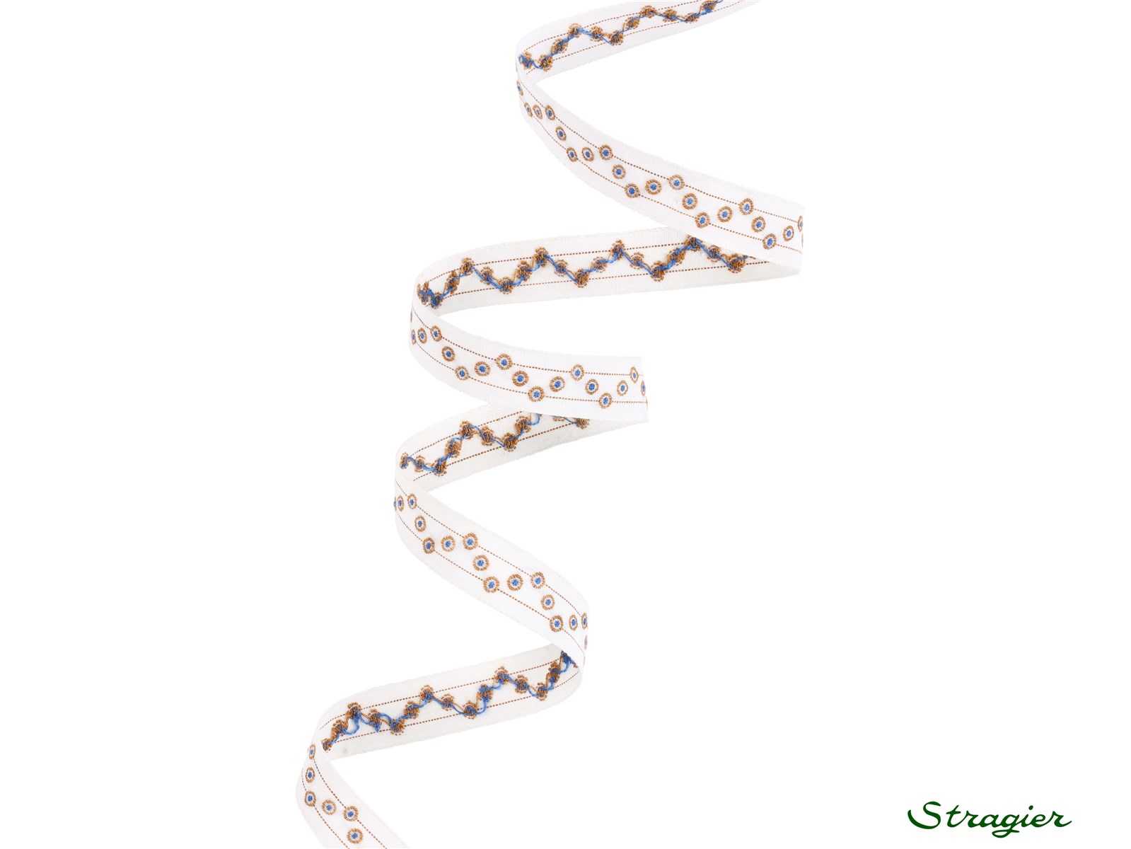 Galon Tissé pur Coton - Petillie - Ocre-Jeans - 12 mm