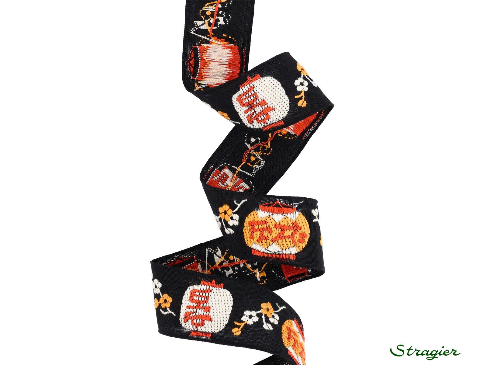 Woven Ribbon - Pure Cotton - Hikari - Noir - 28 mm