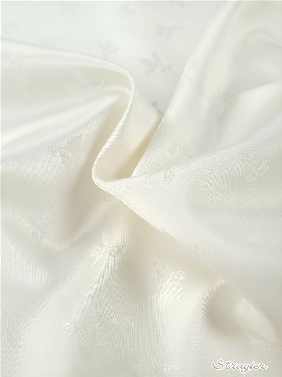Cotton Satin - Damask - Oliviers - Ecru - 290 cm