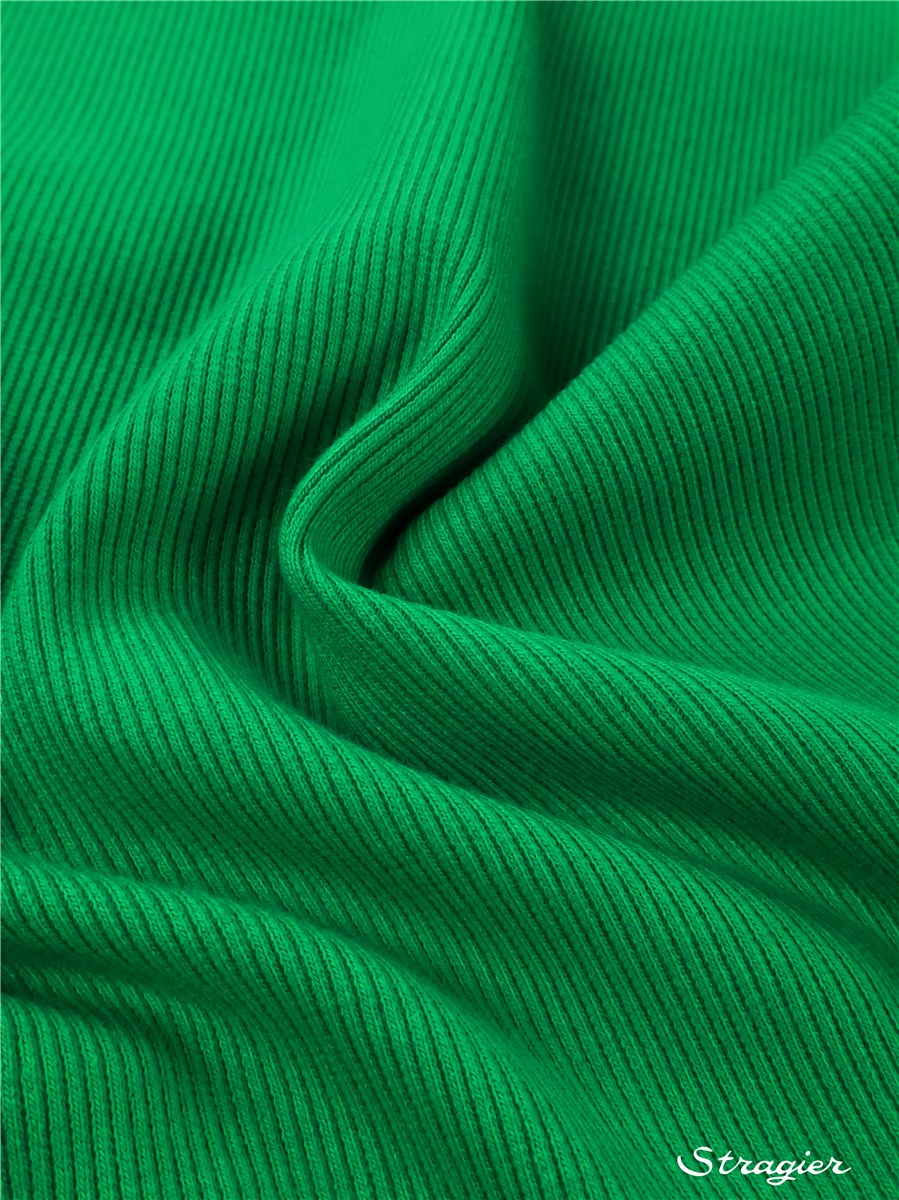 Bord Côte 2x2 - Coton BIO Stretch - Uni - Vert Emeraude