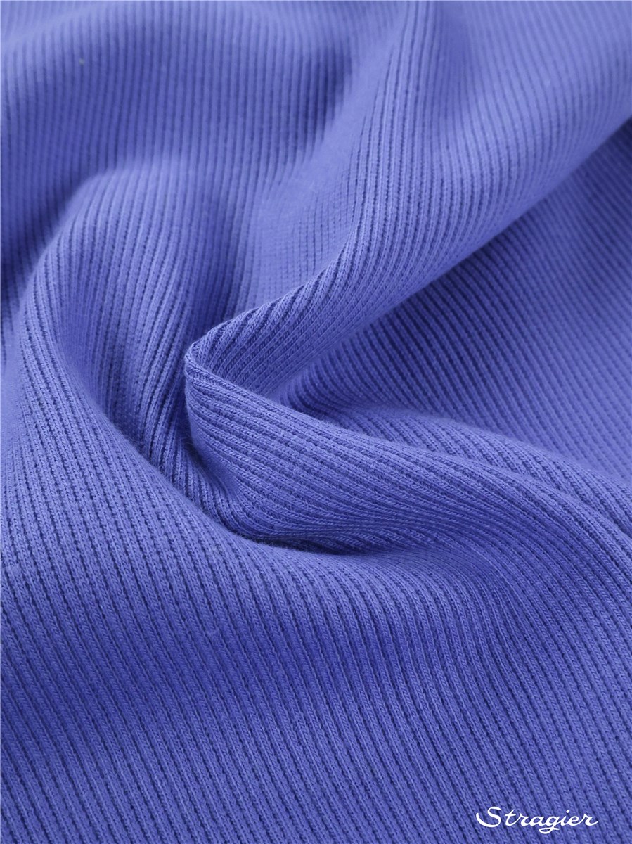 Organic Cotton Knitted Ribbing 2x2 - stretch - Plain - Bleu Violette