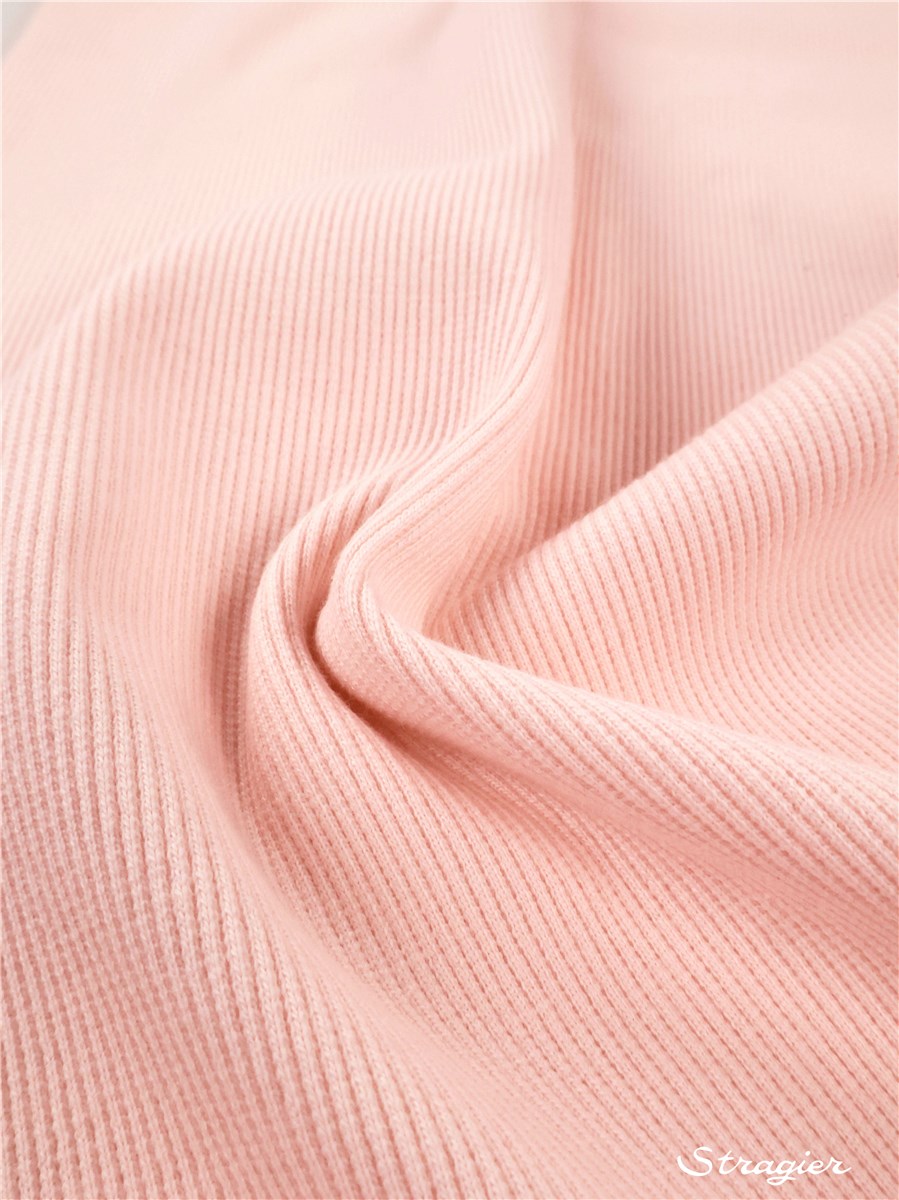 Bord Côte 2x2 - Coton BIO Stretch - Uni - Rose Perle