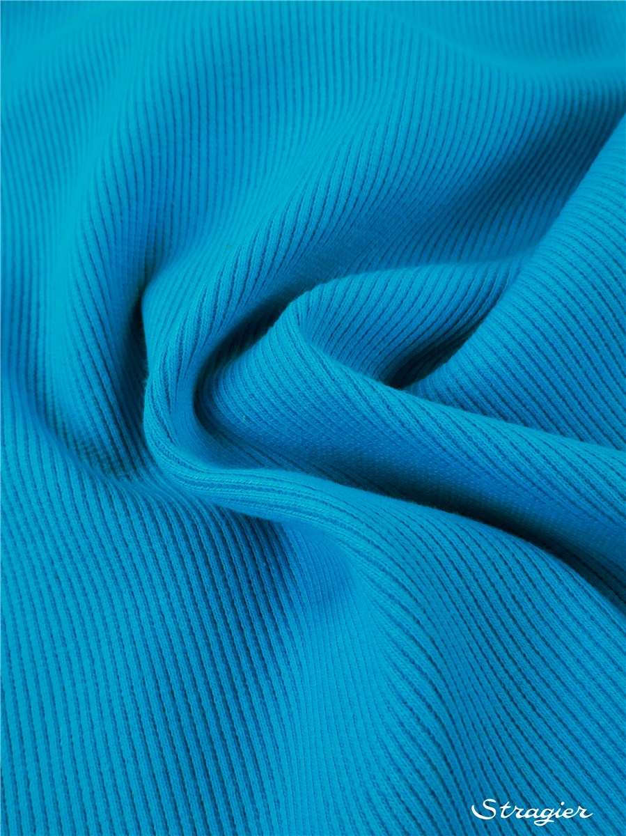 Bord Côte 2x2 - Coton BIO Stretch - Uni - Bleu Malibu