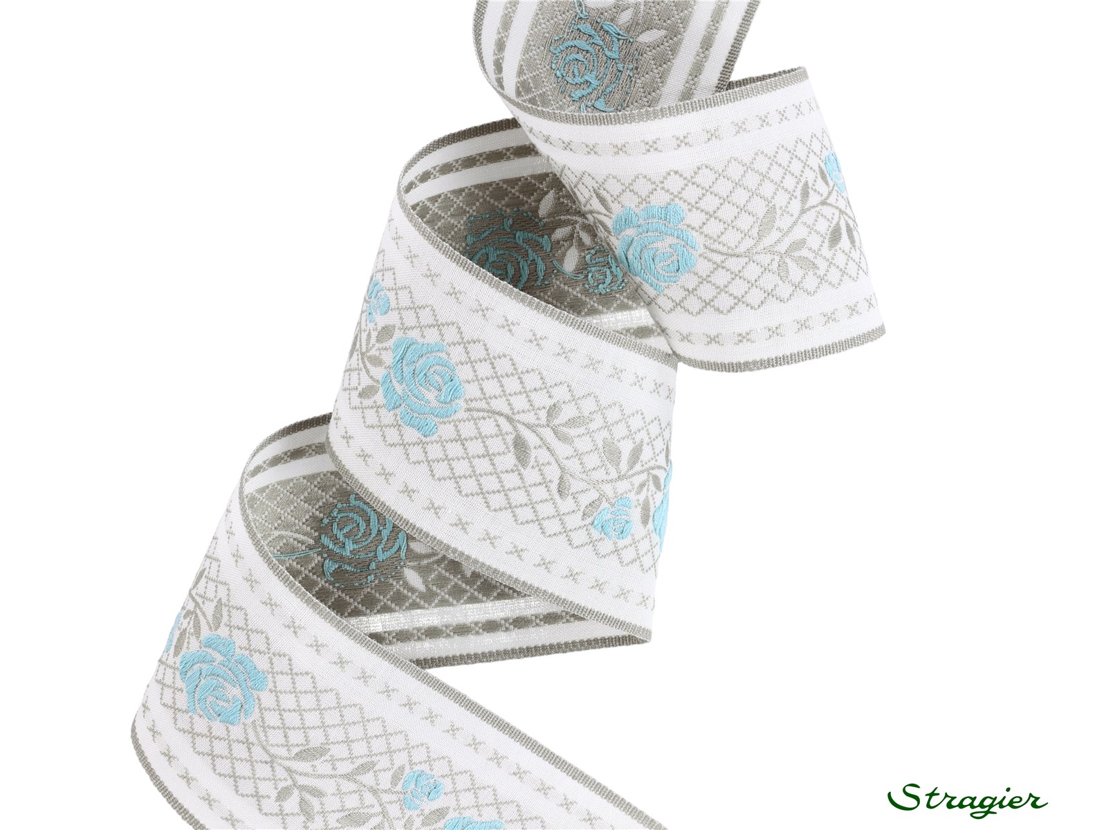 Galon tissé - Rosa - Ciel-Argent - 48 mm