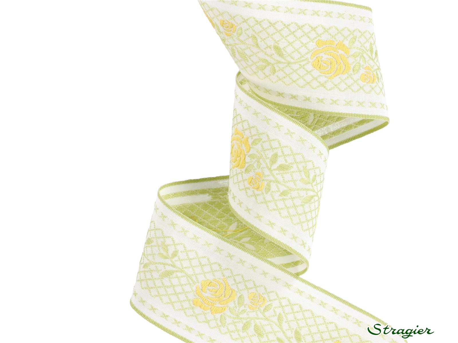 Woven Ribbon - Rosa - Jaune-Anis - 48 mm