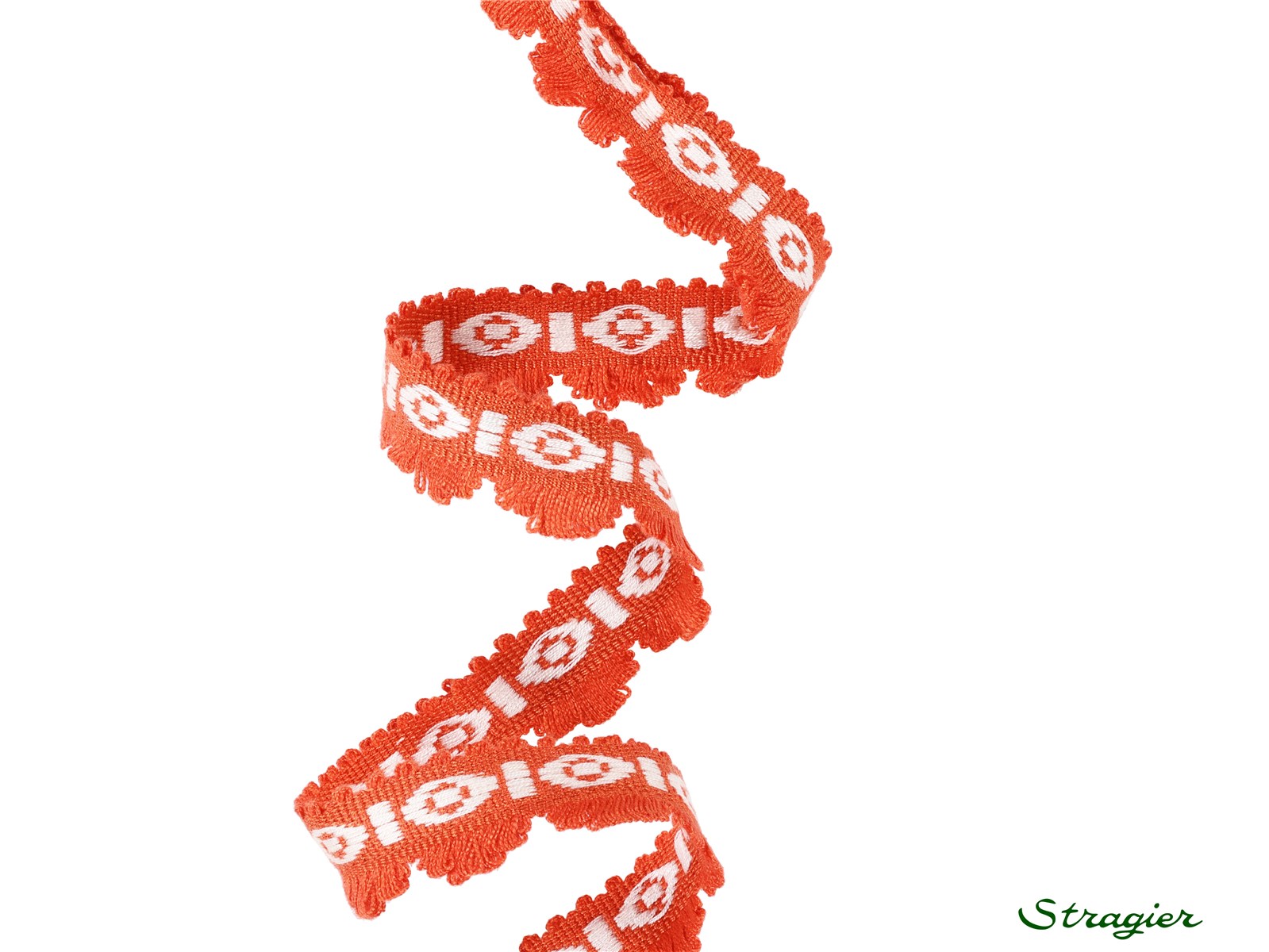 Woven Ribbon - Jana - Orange-Blanc - 22 mm