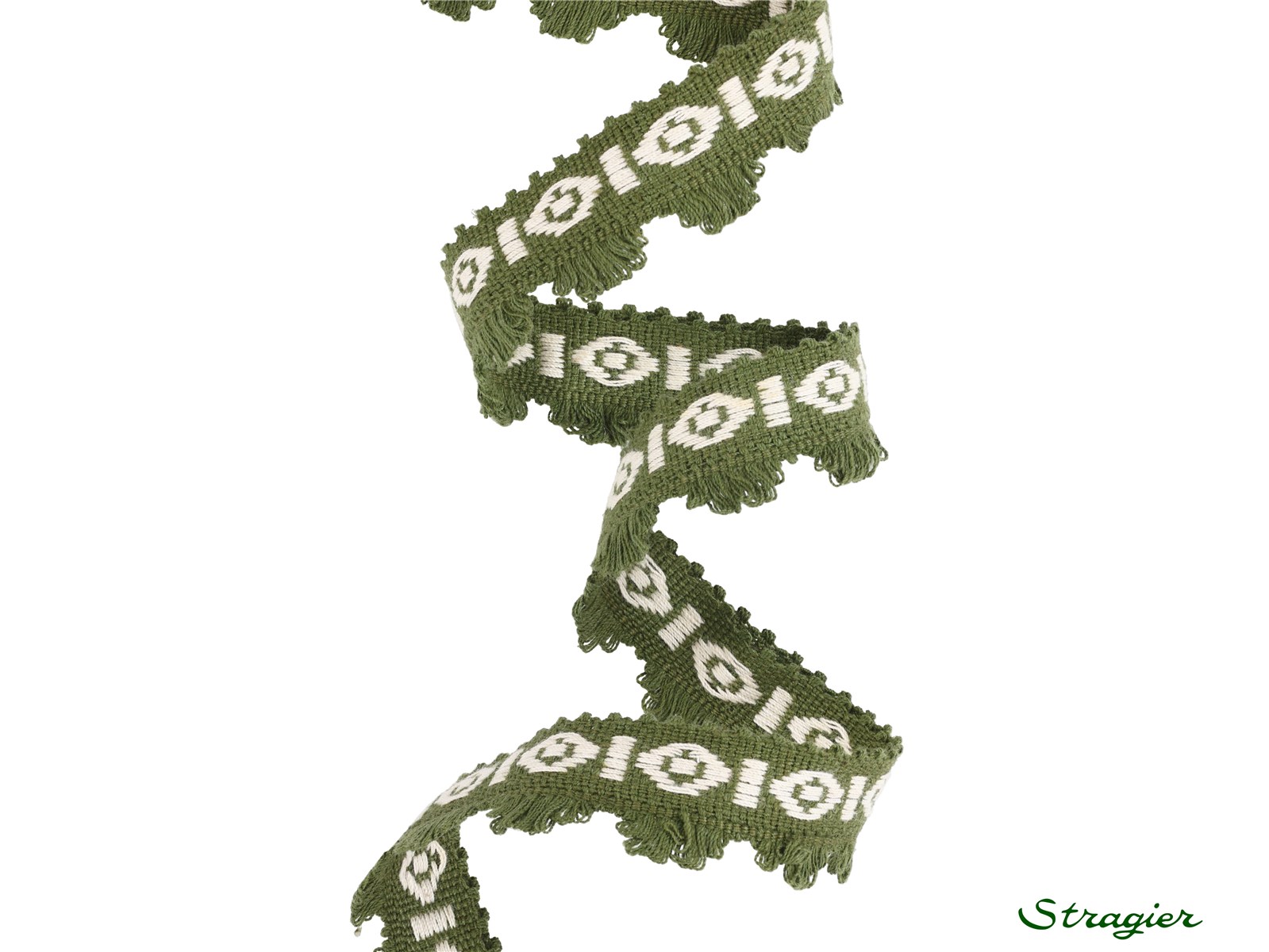 Woven Ribbon - Jana - Kaki-Blanc - 22 mm