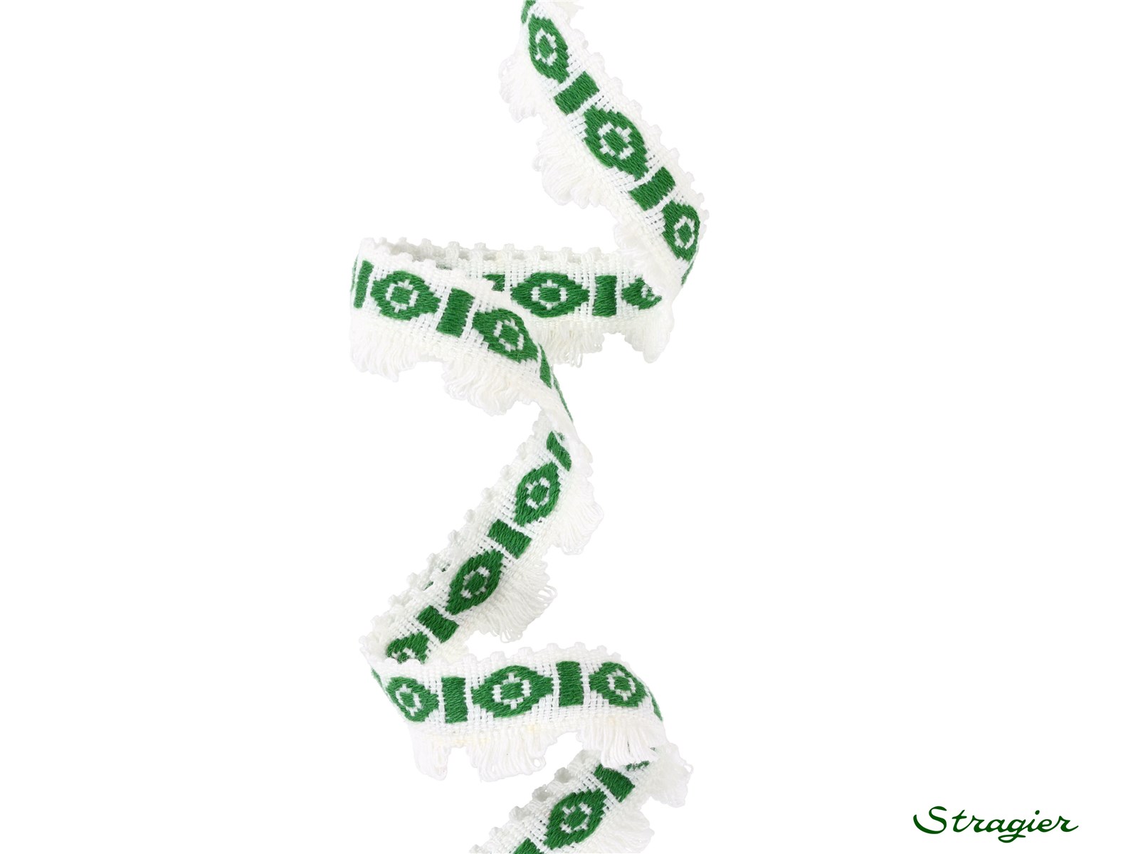 Woven Ribbon - Jana - Blanc-Vert - 22 mm