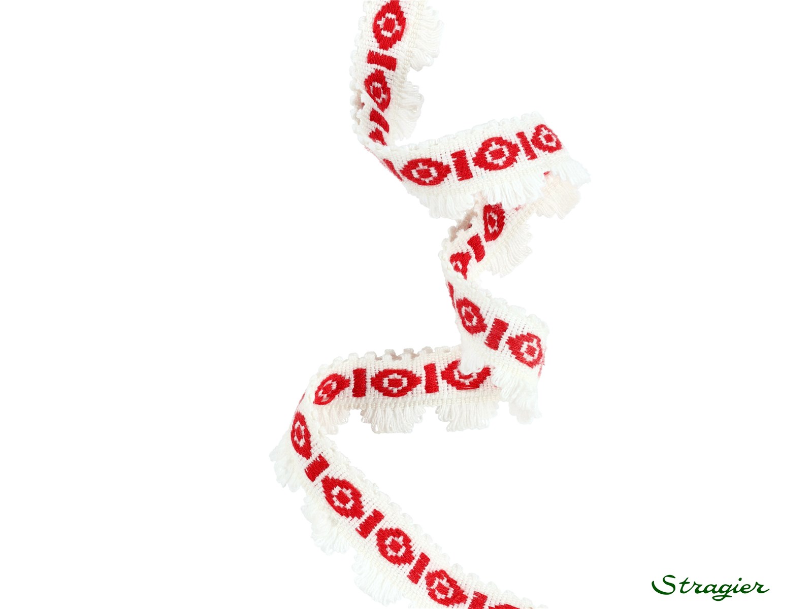 Woven Ribbon - Jana - Blanc-Rouge - 22 mm