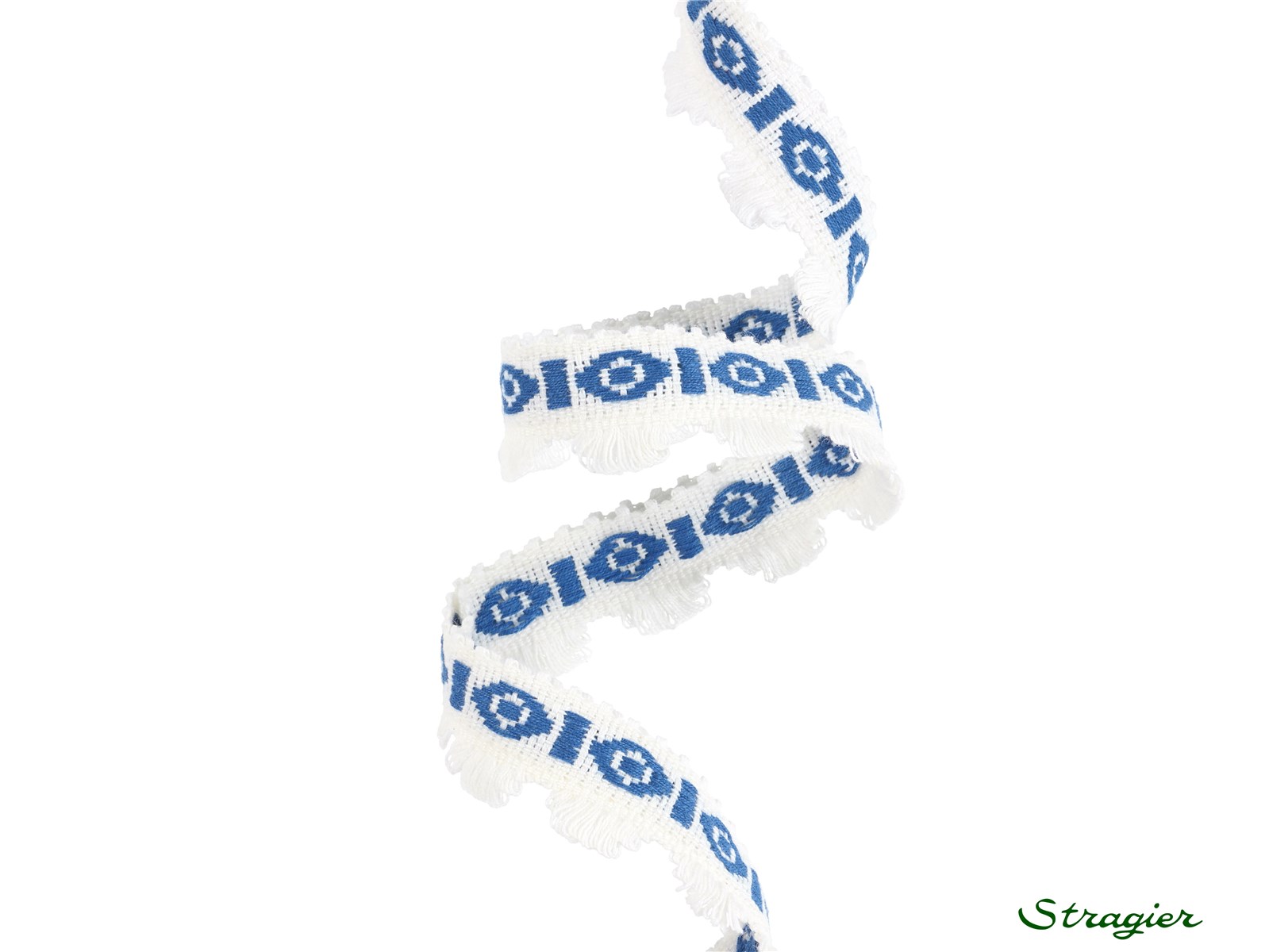 Woven Ribbon - Jana - Blanc-Bleu - 22 mm