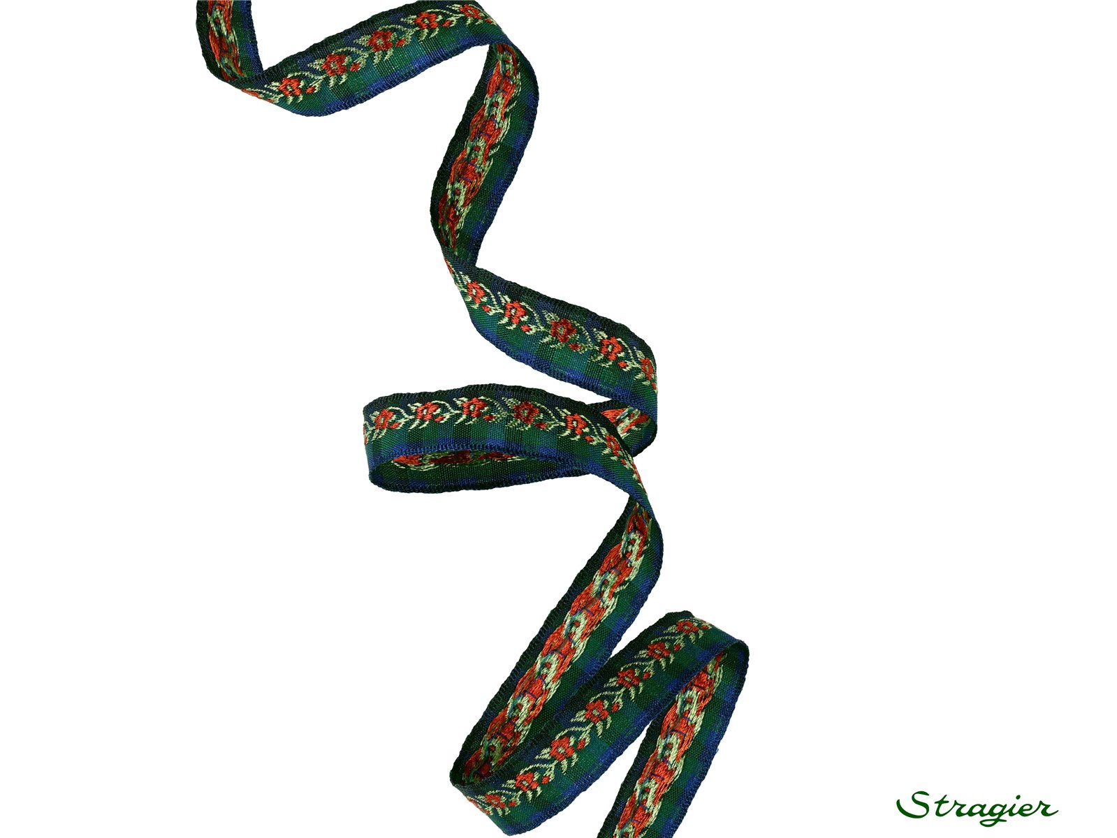 Galon tissé - Mini Champêtre - Marine-Vert - 12 mm