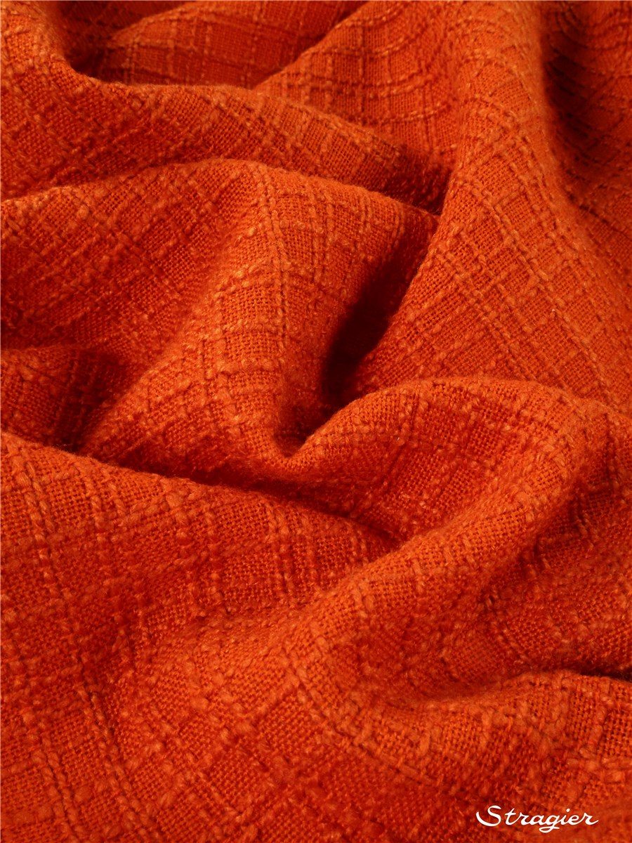 Toile - effet Tweed - uni - Orange Vermillon