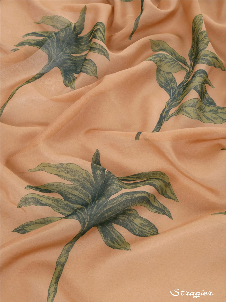 Voile Coton et Soie - Oasis - Sauge-Canelle 