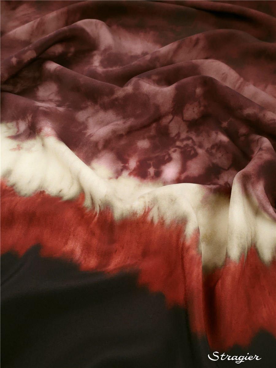 Crepe de Chine - crease-free - Tie and Dye - Chocolat