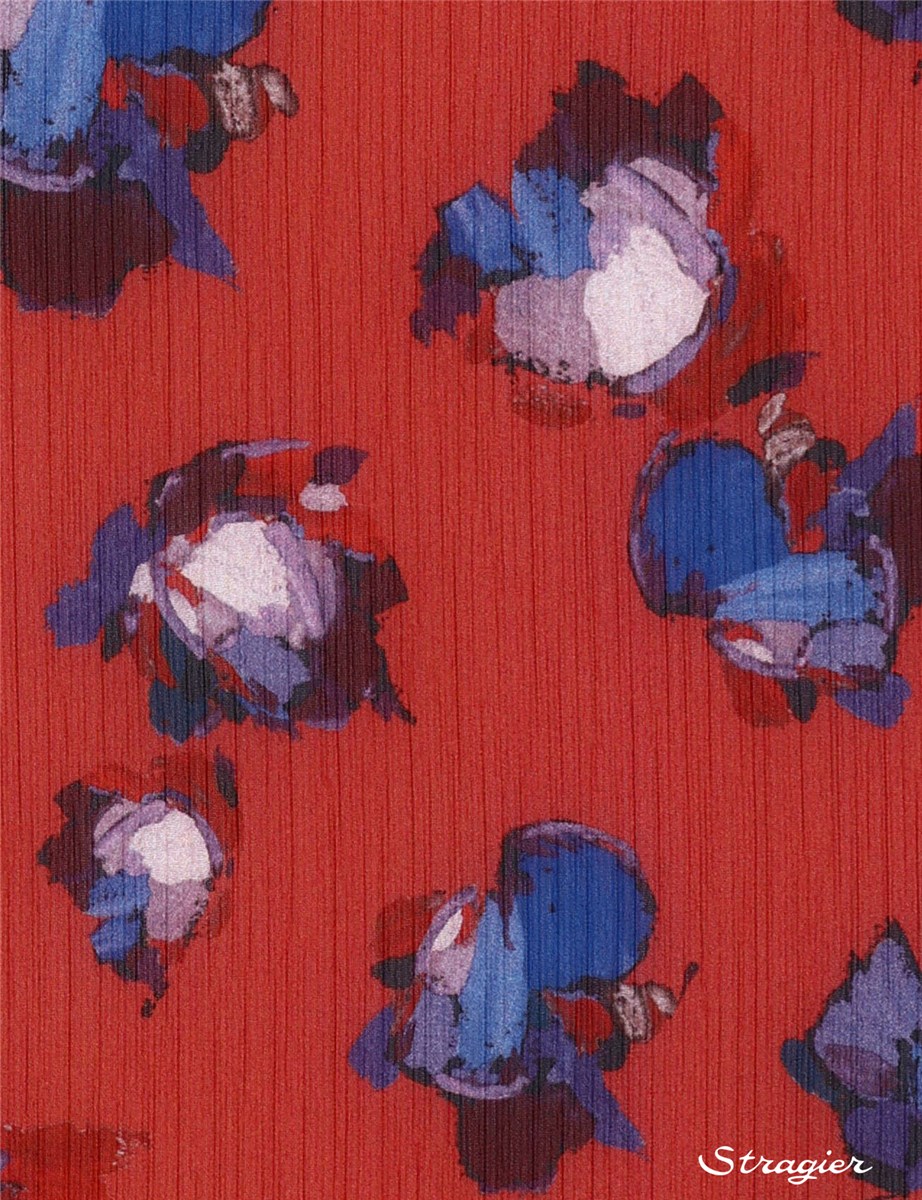 Chiffon - Crepon - Kenza - Rubis-Bleu
