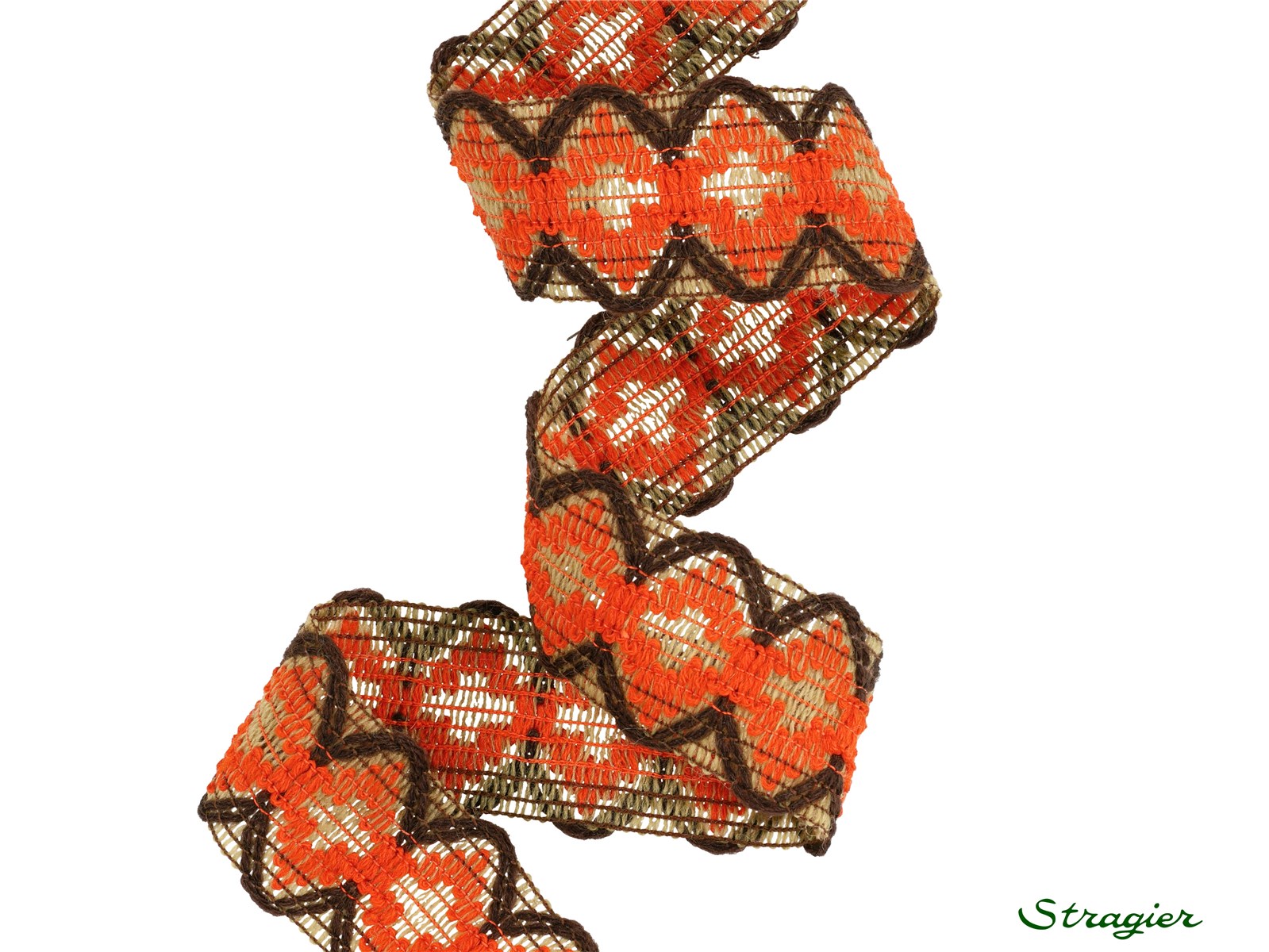 Woven Ribbon - Ambre - Orange-Brun - 38 mm