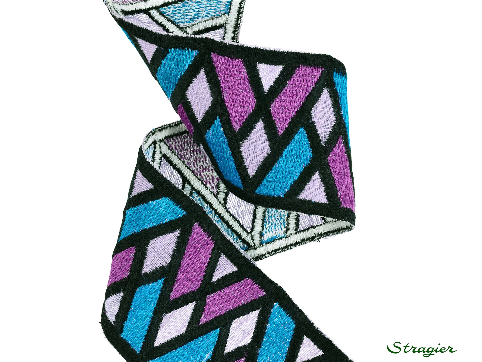 Woven Ribbon - Pure Cotton - William - Mauve-Bleu - 65 mm