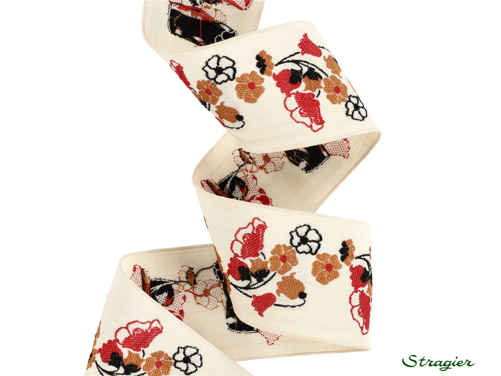 Woven Ribbon - Pure Cotton - Poppy - Ocre-Rouge - 48 mm