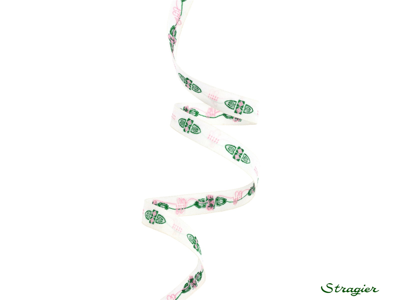 Woven Ribbon - Pure Cotton - Maui - Emeraude-Rose - 12 mm