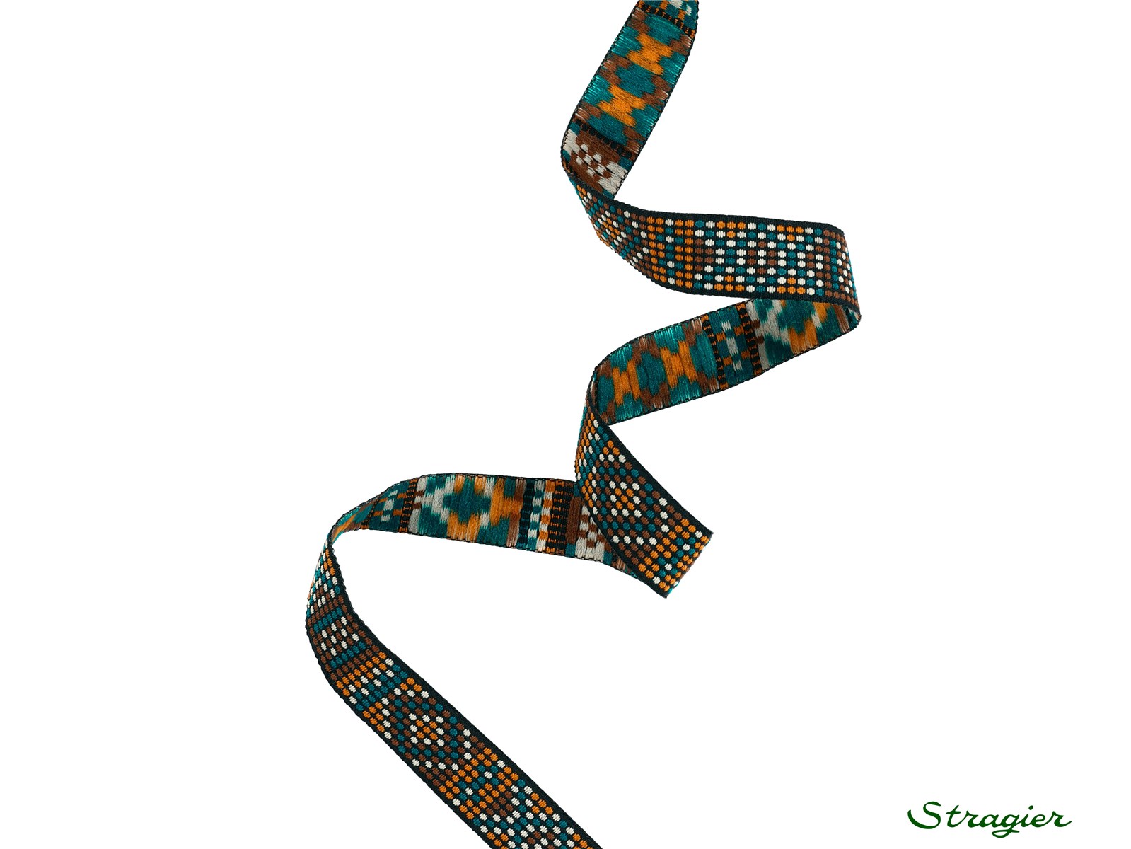 Galon tissé - Oruro - Orange-Canard - 15 mm