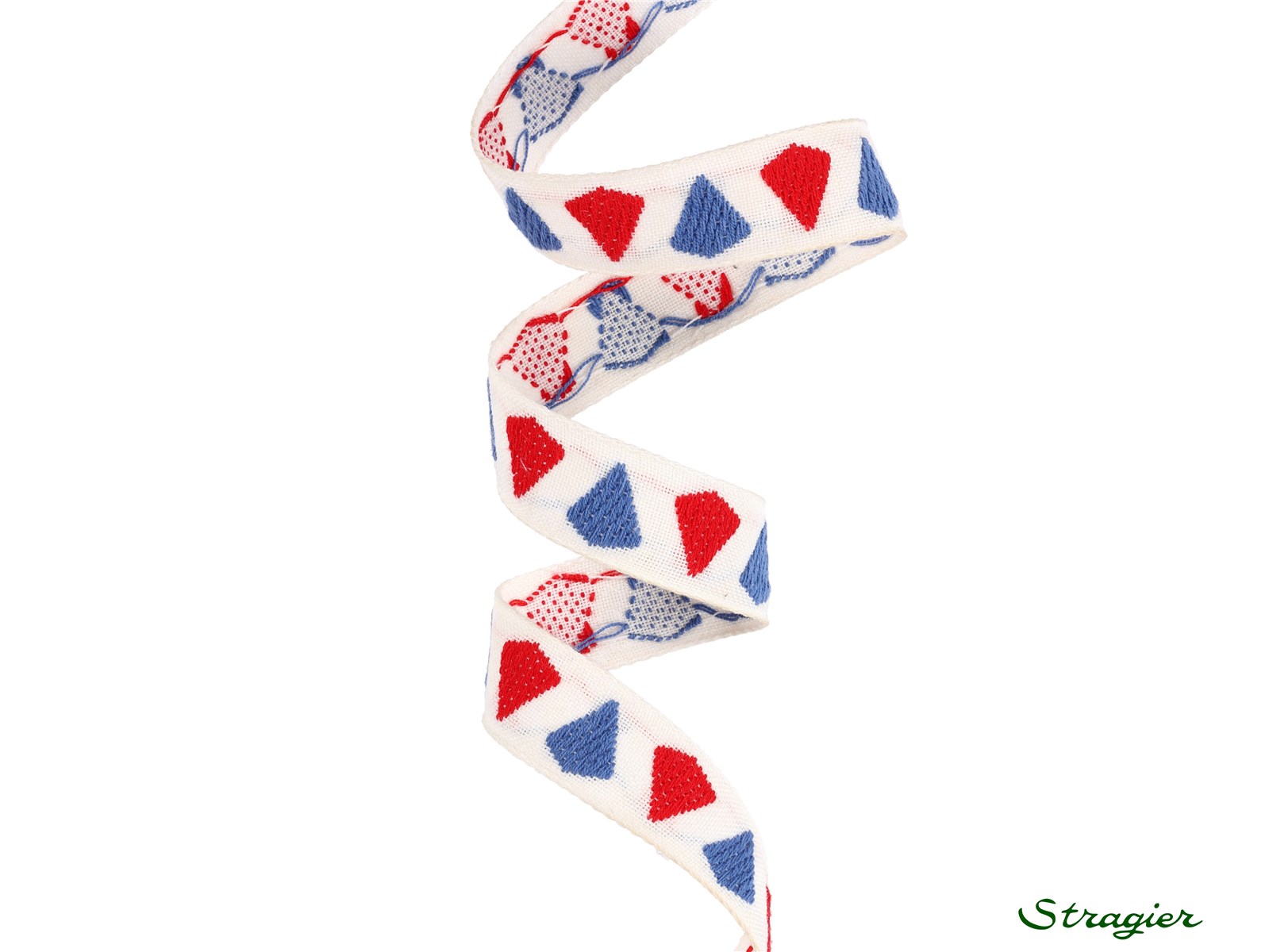 Woven Ribbon - Pure Cotton - Théo - Bleu-Rouge - 18 mm