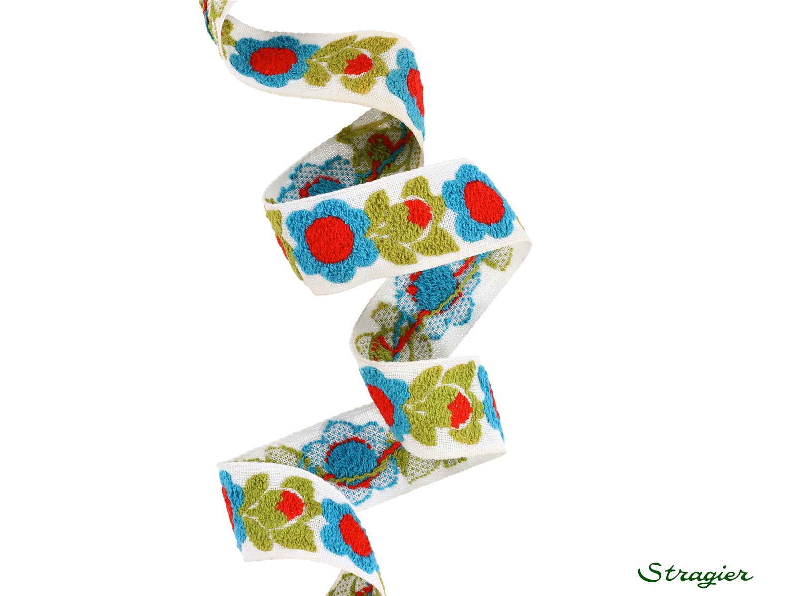 Galon Tissé pur Coton - Suzie - Olive-Pétrole - 25 mm