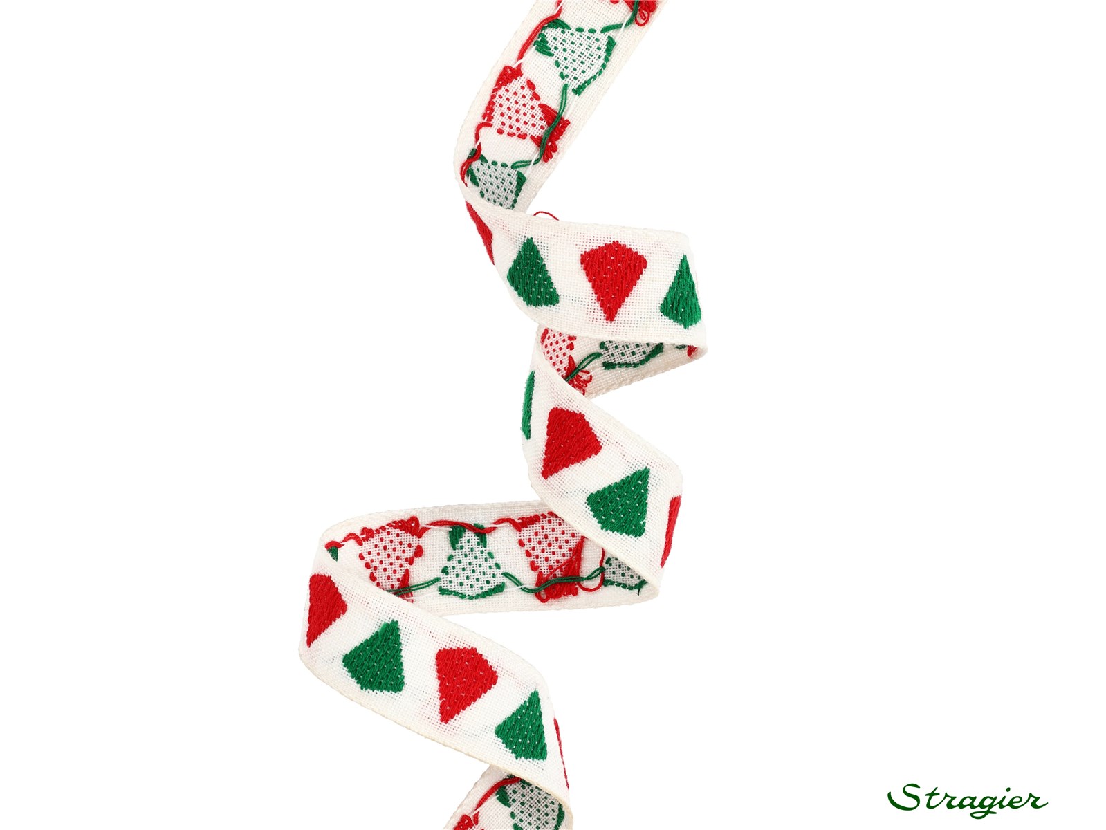 Woven Ribbon - Pure Cotton - Théo - Vert-Rouge - 18 mm