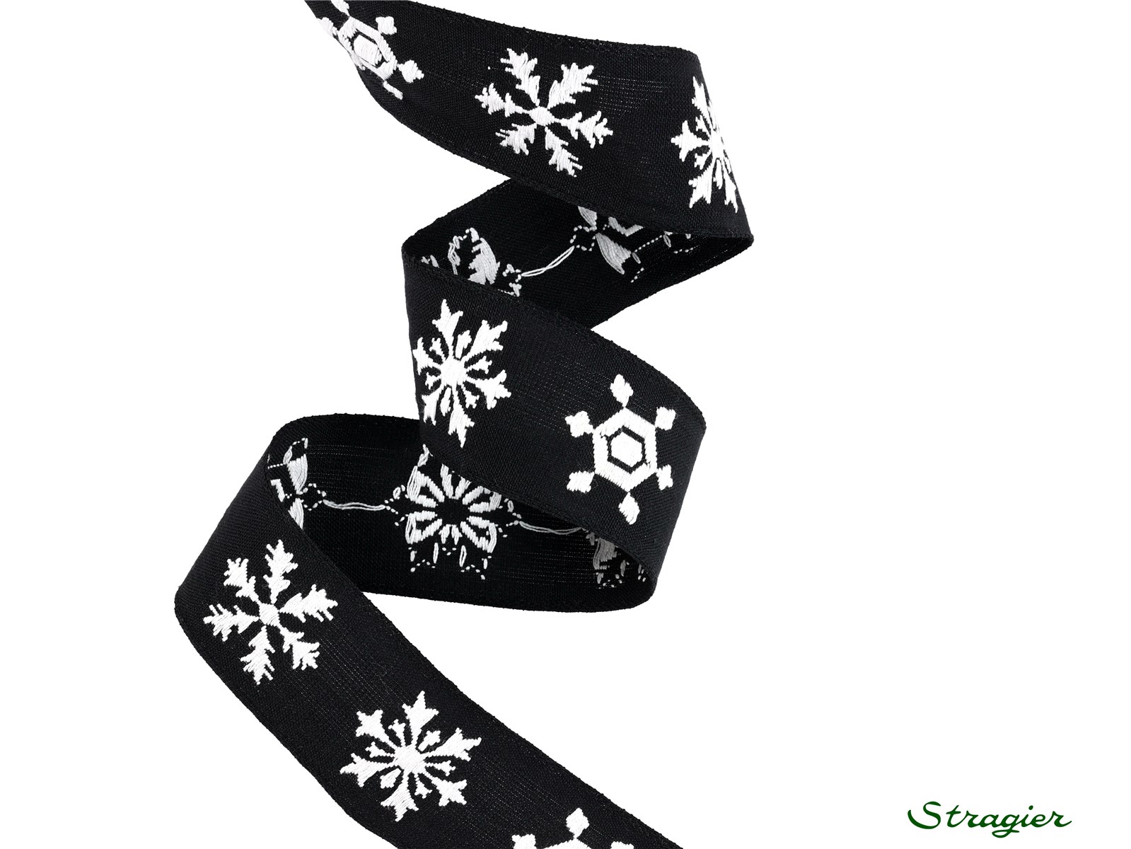 Woven Ribbon - Pure Cotton - Icy - Noir-Blanc - 32 mm