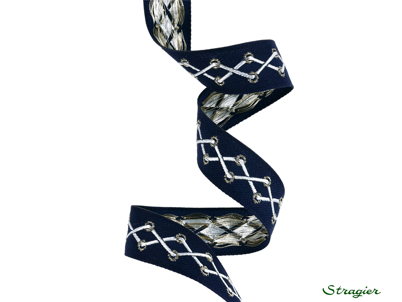 Galon tissé - Flicka - Marine-Argent - 25 mm